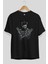 Wolverine Ön Baskılı Siyah Oversize T-Shirt Bisiklet Yaka Erkek Kadın 2