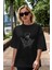 Wolverine Ön Baskılı Siyah Oversize T-Shirt Bisiklet Yaka Erkek Kadın 5