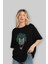 Joker (1) Ön Baskılı Siyah Oversize T-Shirt Bisiklet Yaka Erkek Kadın 4