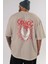 Venom (22) Arka Baskılı Bej Oversize T-Shirt Bisiklet Yaka Pamuk Erkek Kadın 5
