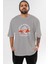 Love Affection Yazılı Ön Baskılı Gri Oversize T-Shirt Unisex Erkek Kadın Bisiklet Yaka 1