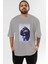 Bartholomew Kuma Ön Baskılı Gri Oversize T-Shirt Unisex Erkek Kadın Bisiklet Yaka 1