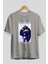 Bartholomew Kuma Ön Baskılı Gri Oversize T-Shirt Unisex Erkek Kadın Bisiklet Yaka 2