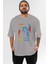 Star Wars Ön Baskılı Gri Oversize T-Shirt Bisiklet Yaka Pamuk Erkek Kadın 1