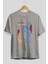 Star Wars Ön Baskılı Gri Oversize T-Shirt Bisiklet Yaka Pamuk Erkek Kadın 2