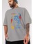 Star Wars Ön Baskılı Gri Oversize T-Shirt Bisiklet Yaka Pamuk Erkek Kadın 3