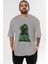 Hulk (1) Ön Baskılı Gri Oversize T-Shirt Bisiklet Yaka Pamuk Erkek Kadın 1