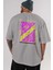 Treat People Arka Baskılı Gri Oversize T-Shirt Unisex Erkek Kadın Bisiklet Yaka 5