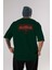 Cyberspace Arka Baskılı Zümrüt Yeşili Oversize T-Shirt Unisex Erkek Kadın Bisiklet Yaka 1