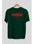 Cyberspace Arka Baskılı Zümrüt Yeşili Oversize T-Shirt Unisex Erkek Kadın Bisiklet Yaka 2