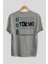 Tokyo Streetwear Arka Baskılı Gri Oversize T-Shirt Unisex Erkek Kadın Bisiklet Yaka 2
