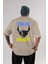 Batman (16) Arka Baskılı Bej Oversize T-Shirt Bisiklet Yaka Pamuk Erkek Kadın 1