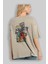 Ghost Rider Arka Baskılı Bej Oversize T-Shirt Bisiklet Yaka Pamuk Erkek Kadın 3