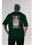 Upside Down Arka Baskılı Zümrüt Yeşili Oversize T-Shirt Erkek Kadın Bisiklet Yaka 1