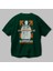 Upside Down Arka Baskılı Zümrüt Yeşili Oversize T-Shirt Erkek Kadın Bisiklet Yaka 3