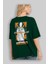 Upside Down Arka Baskılı Zümrüt Yeşili Oversize T-Shirt Erkek Kadın Bisiklet Yaka 4