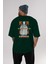 Upside Down Arka Baskılı Zümrüt Yeşili Oversize T-Shirt Erkek Kadın Bisiklet Yaka 5