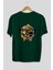 Smiley Nerd Arka Baskılı Zümrüt Yeşili Oversize T-Shirt Erkek Kadın Bisiklet Yaka 2