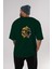 Smiley Nerd Arka Baskılı Zümrüt Yeşili Oversize T-Shirt Erkek Kadın Bisiklet Yaka 5