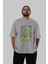 Hulk (2) Ön Baskılı Gri Oversize T-Shirt Bisiklet Yaka Pamuk Erkek Kadın 5