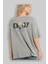 Teddy Bear Yourself Arka Baskılı Gri Oversize T-Shirt Unisex Erkek Kadın Bisiklet Yaka 3