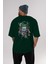 Joker Arka Baskılı Zümrüt Yeşili Oversize T-Shirt Bisiklet Yaka Erkek Kadın 5