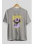 Visualization Yazılı Ön Baskılı Gri Oversize T-Shirt Unisex Erkek Kadın Bisiklet Yaka 2