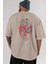 Spiderman (21) Arka Baskılı Bej Oversize T-Shirt Bisiklet Yaka Pamuk Erkek Kadın 5