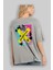 Skatebording Arka Baskılı Gri Oversize T-Shirt Unisex Erkek Kadın Bisiklet Yaka 3