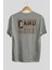 Cairo Arka Baskılı Gri Oversize T-Shirt Unisex Erkek Kadın Bisiklet Yaka 2