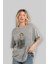 Retro Portre Ön Baskılı Gri Oversize T-Shirt Unisex Erkek Kadın Bisiklet Yaka 4