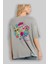 Dia De Los Muertos Arka Baskılı Gri Oversize T-Shirt Unisex Erkek Kadın Bisiklet Yaka 3