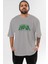 Hulk (14) Ön Baskılı Gri Oversize T-Shirt Bisiklet Yaka Pamuk Erkek Kadın 1