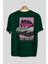 Just One Left Arka Baskılı Zümrüt Yeşili Oversize T-Shirt Unisex Erkek Kadın Bisiklet Yaka 2