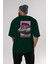 Just One Left Arka Baskılı Zümrüt Yeşili Oversize T-Shirt Unisex Erkek Kadın Bisiklet Yaka 5