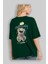 Keep Away Bear Arka Baskılı Zümrüt Yeşili Oversize T-Shirt Unisex Erkek Kadın Bisiklet Yaka 4
