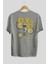 Fly In The Sky Arka Baskılı Gri Oversize T-Shirt Unisex Erkek Kadın Bisiklet Yaka 2