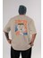 Iron Man (4) Arka Baskılı Bej Oversize T-Shirt Bisiklet Yaka Pamuk Erkek Kadın 1