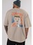 Iron Man (4) Arka Baskılı Bej Oversize T-Shirt Bisiklet Yaka Pamuk Erkek Kadın 5