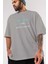 Güzel Sevdik Güzel Yenildik Ön Baskılı Gri Oversize T-Shirt Unisex Erkek Kadın Bisiklet Yaka 3