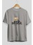Teddy Bear Big Deal Ön Baskılı Gri Oversize T-Shirt Unisex Erkek Kadın Bisiklet Yaka 2