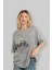 Teddy Bear Big Deal Ön Baskılı Gri Oversize T-Shirt Unisex Erkek Kadın Bisiklet Yaka 4