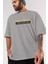 Life Is Short Yazılı Ön Baskılı Gri Oversize T-Shirt Unisex Erkek Kadın Bisiklet Yaka 3