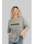 Life Is Short Yazılı Ön Baskılı Gri Oversize T-Shirt Unisex Erkek Kadın Bisiklet Yaka 4