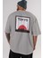 Tokyo Japan Yazılı Arka Baskılı Gri Oversize T-Shirt Unisex Erkek Kadın Bisiklet Yaka 5
