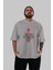 Spiderman (9) Ön Baskılı Gri Oversize T-Shirt Bisiklet Yaka Pamuk Erkek Kadın 5