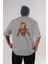 Iron Man Arka Baskılı Gri Oversize T-Shirt Bisiklet Yaka Pamuk Erkek Kadın 1