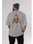 Iron Man Arka Baskılı Gri Oversize T-Shirt Bisiklet Yaka Pamuk Erkek Kadın 4