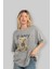 Teddy Bear Funny Ön Baskılı Gri Oversize T-Shirt Unisex Erkek Kadın Bisiklet Yaka 4