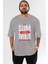 Summer Vibes 2 Ön Baskılı Gri Oversize T-Shirt Unisex Erkek Kadın Bisiklet Yaka 1